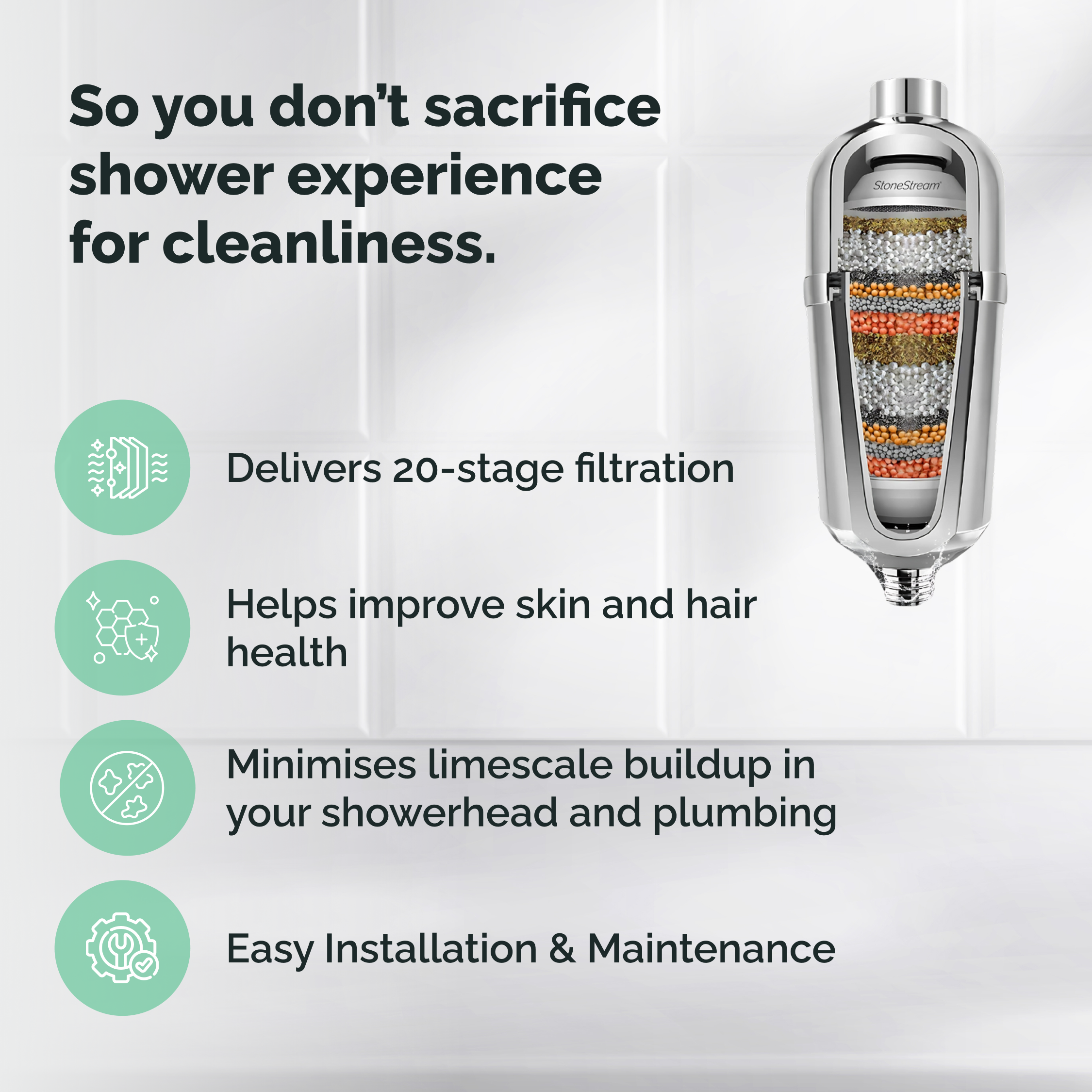 Geavanceerde douchefilter voor hard water