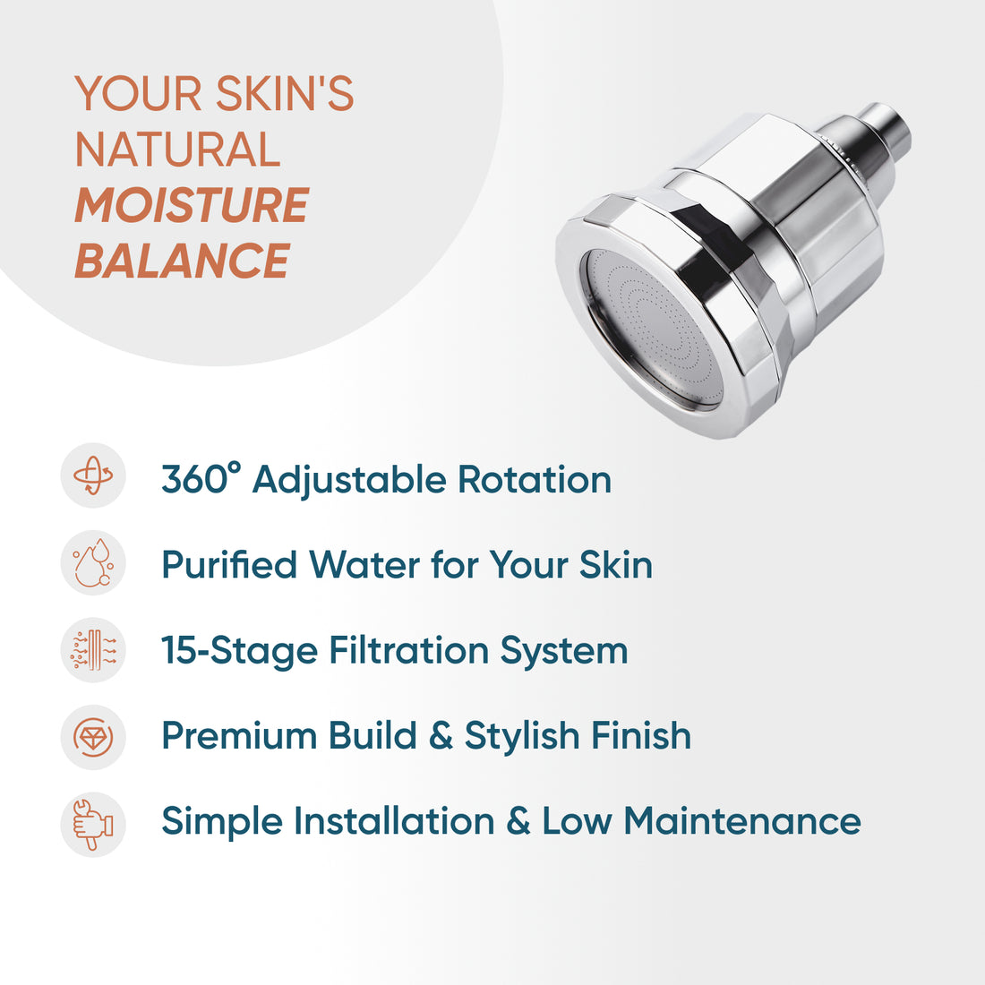 SkinPro - Pomme de douche filtrée la plus avancée noire