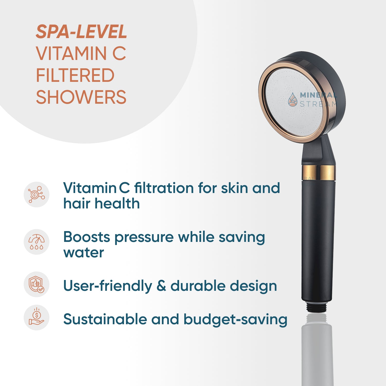 Pommeau de douche MineralStream™ BLACK - Kit complet Vitamine C