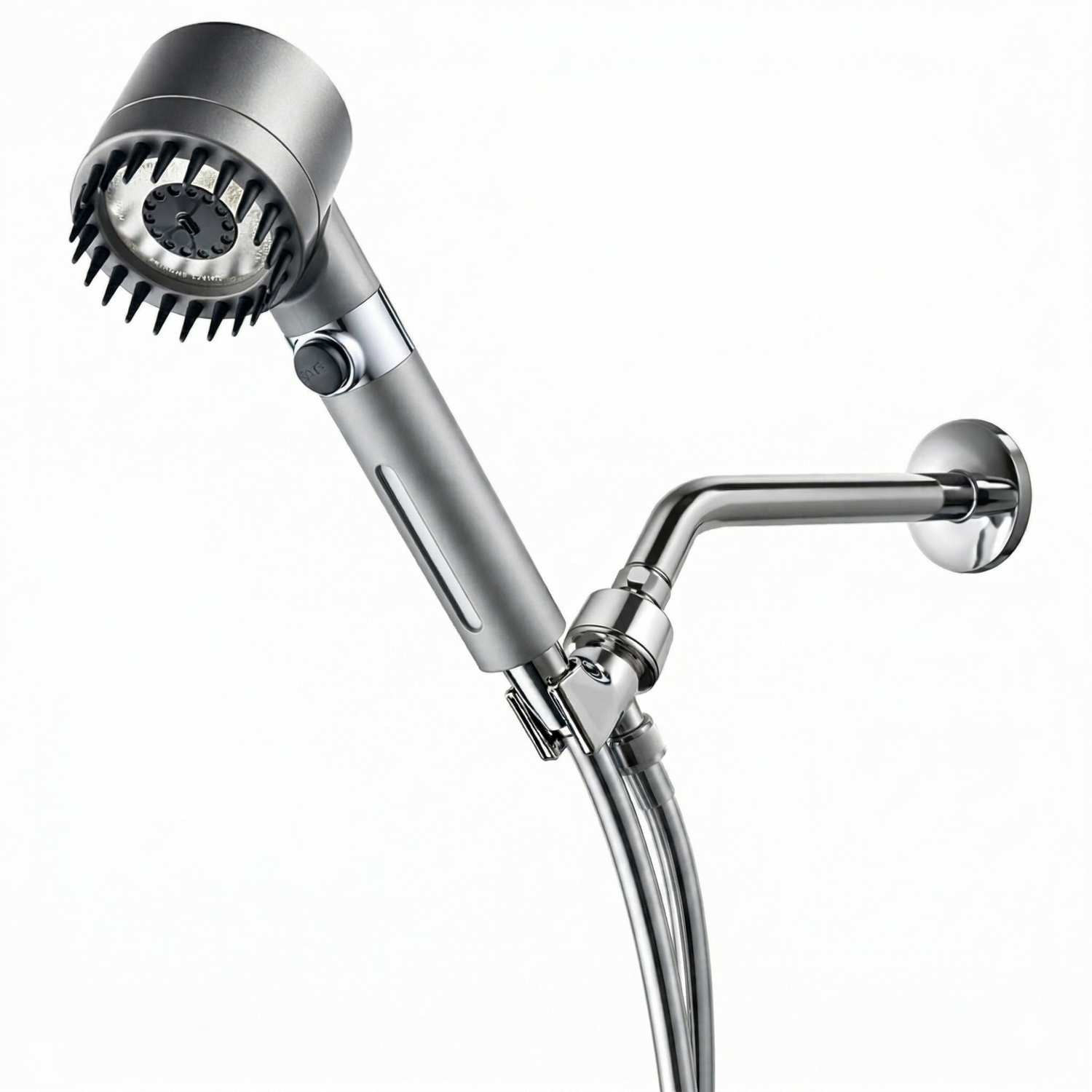 MineralStream Massage Filtered Shower Head Essentials Kit in grey