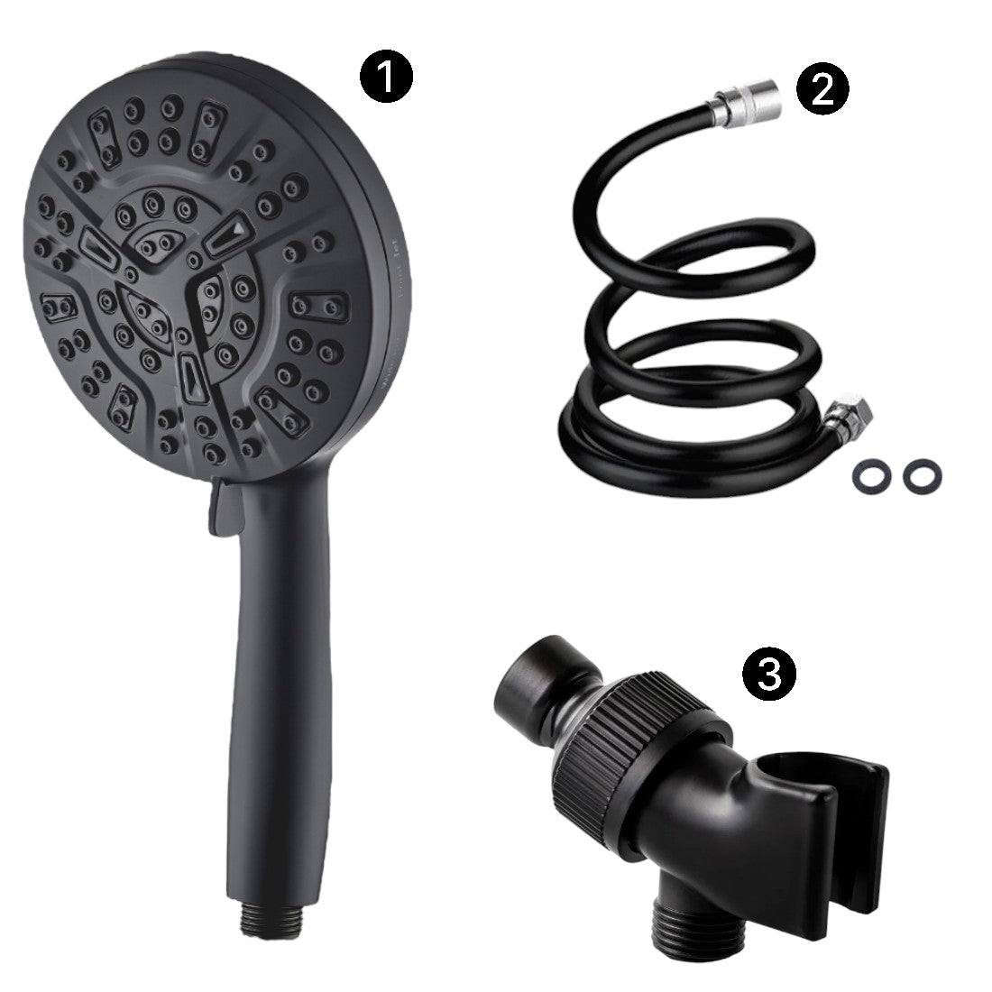 Luxe 10 Mode Showerhead Shower Essentials Kit Black