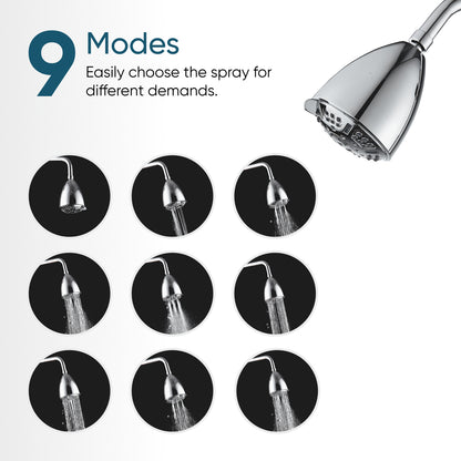 20 Stage Filtration Fixed Wall Shower Head  with 9 Spray Modes- Bell Shaped